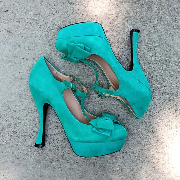 Mojo Moxy Vintage Style Platform High Heel With Bows - Picture 4 of 7